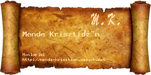 Mende Krisztián névjegykártya